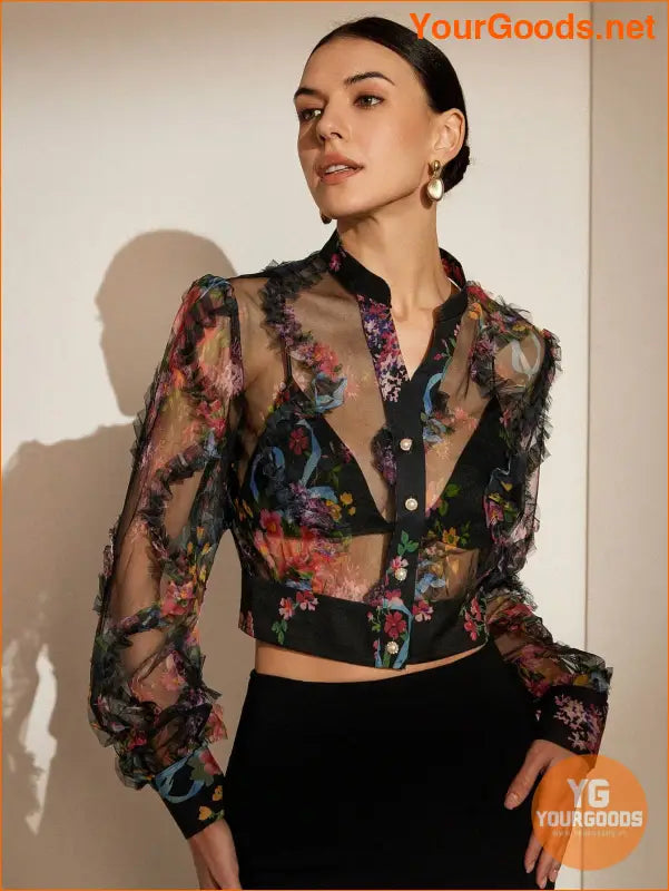 YOURGOODS Exclusive Random Printed Long Sleeve Blouse - YourGoods Online Shop