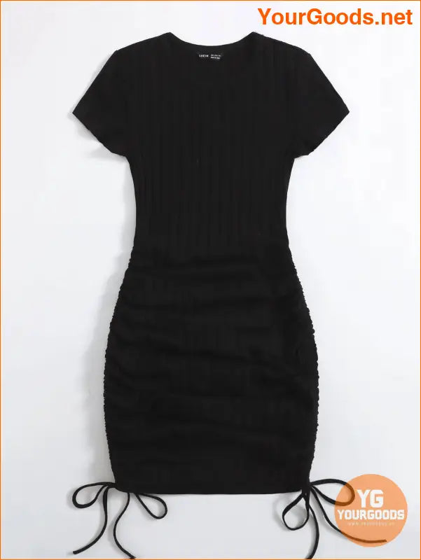 YOURGOODS EZwear Drawstring Ribknit Bodycon Dress - YourGoods Online Shop