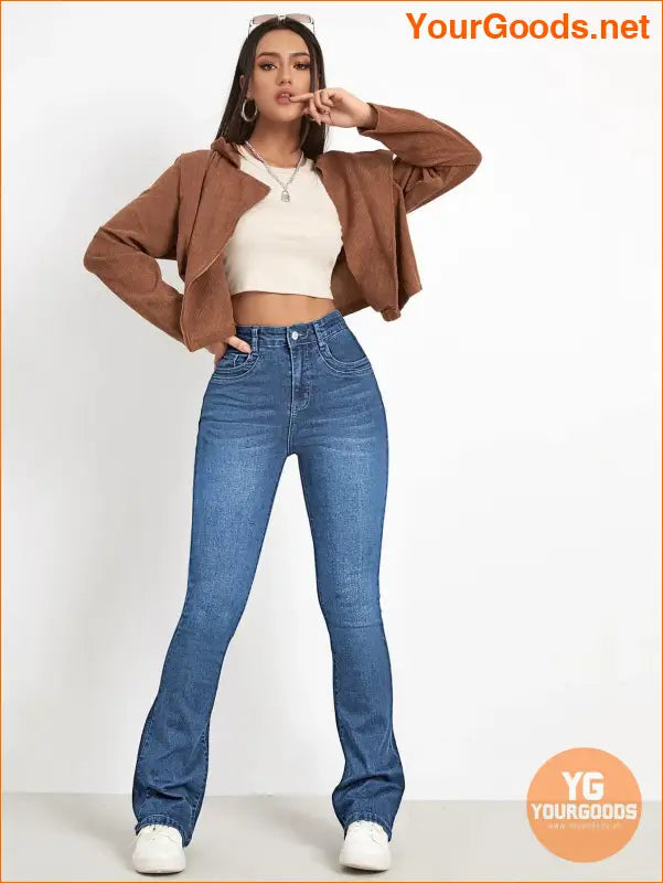 YOURGOODS EZwear High Waist Flare Denim Jeans - YourGoods Online Shop