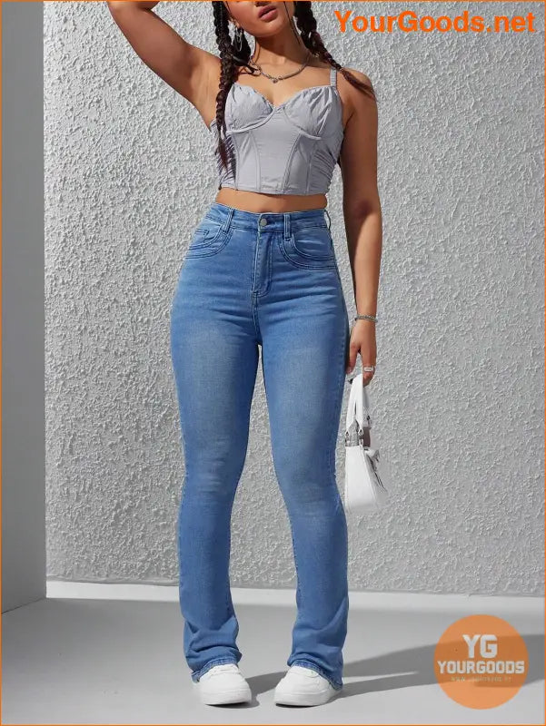 YOURGOODS EZwear High Waist Flare Denim Jeans - YourGoods Online Shop