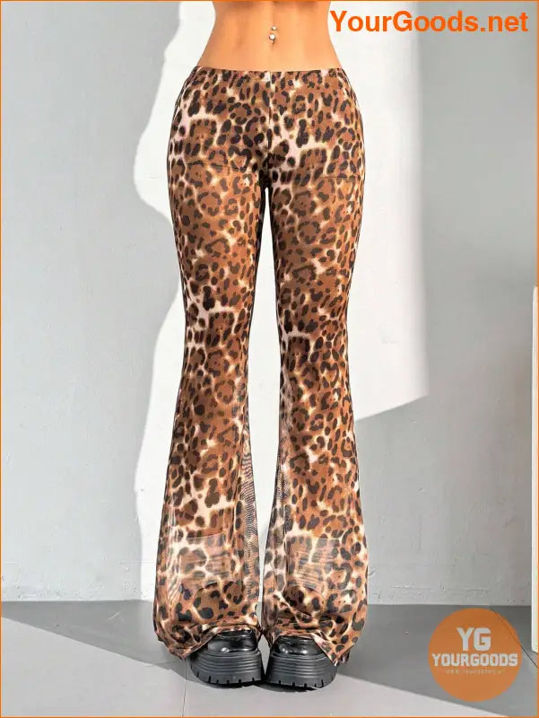 YOURGOODS EZwear Leopard Mesh Flare Pants - YourGoods Online Shop