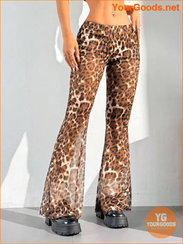 YOURGOODS EZwear Leopard Mesh Flare Pants - YourGoods Online Shop