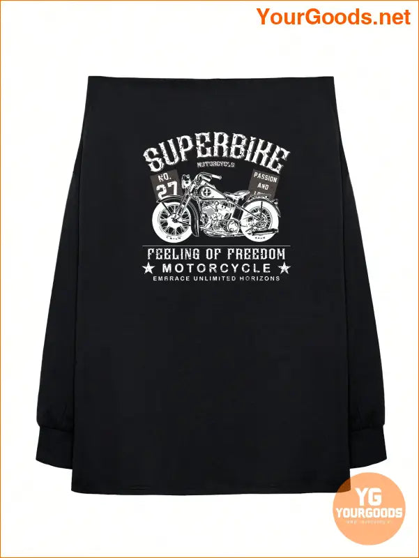 YOURGOODS EZwear Motorcycle Print OffShoulder Casual Tee - YourGoods Online Shop