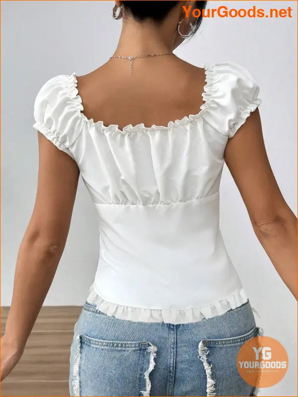 YOURGOODS EZwear White Pleated Babydoll Shirt - YourGoods Online Shop