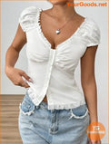 YOURGOODS EZwear White Pleated Babydoll Shirt - YourGoods Online Shop