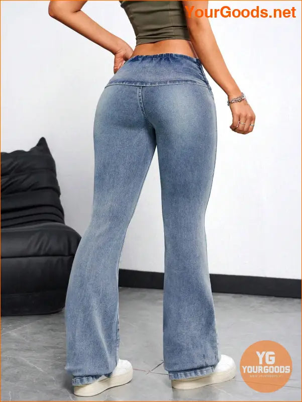 YOURGOODS EZwear Womens Flared Jeans with Waist Pleats - YourGoods Online Shop