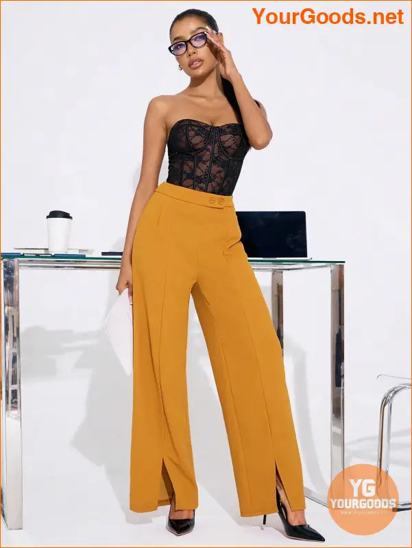 YOURGOODS Fall Wide Leg Double Button Suit Pants - YourGoods Online Shop