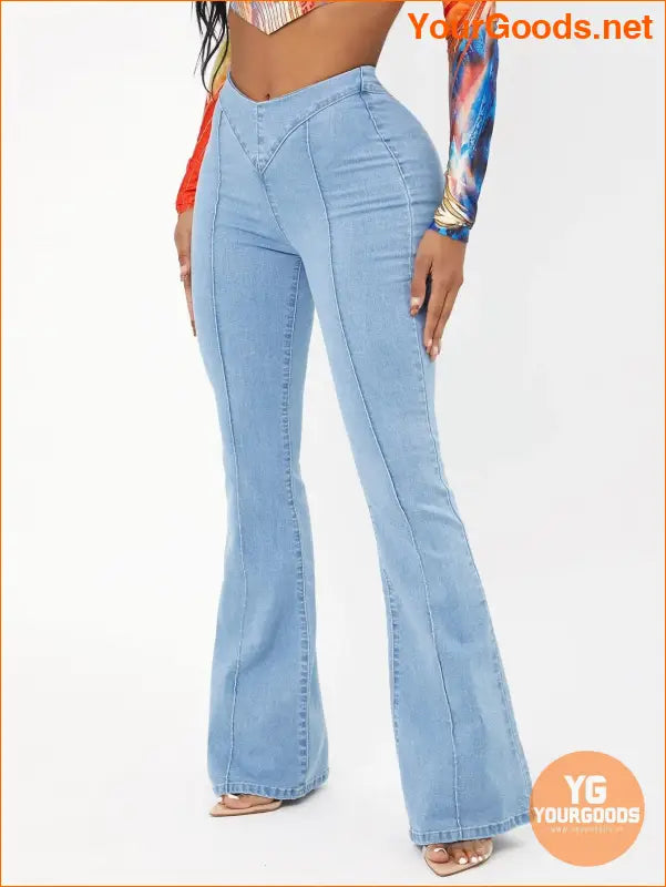 YOURGOODS Fashion Flare Leg Solid Jeans - YourGoods Online Shop