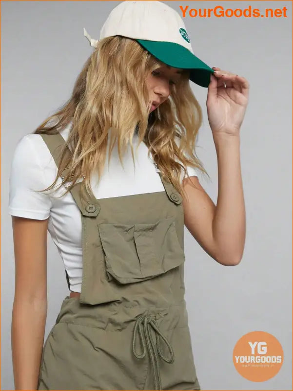 YOURGOODS Flap Pocket Drawstring Waist Overall Jumpsuit - YourGoods Online Shop