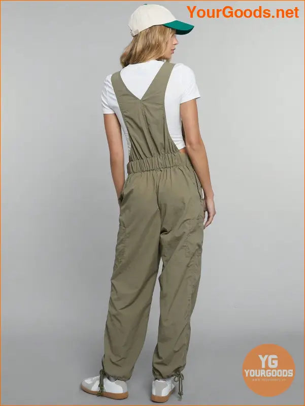 YOURGOODS Flap Pocket Drawstring Waist Overall Jumpsuit - YourGoods Online Shop