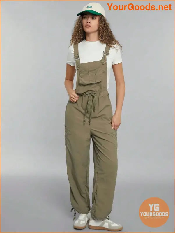 YOURGOODS Flap Pocket Drawstring Waist Overall Jumpsuit - YourGoods Online Shop