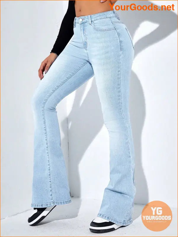 YOURGOODS Flare Leg Slant Pocket High Waist Jeans - YourGoods Online Shop