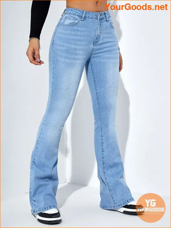 YOURGOODS Flare Leg Slant Pocket High Waist Jeans - YourGoods Online Shop