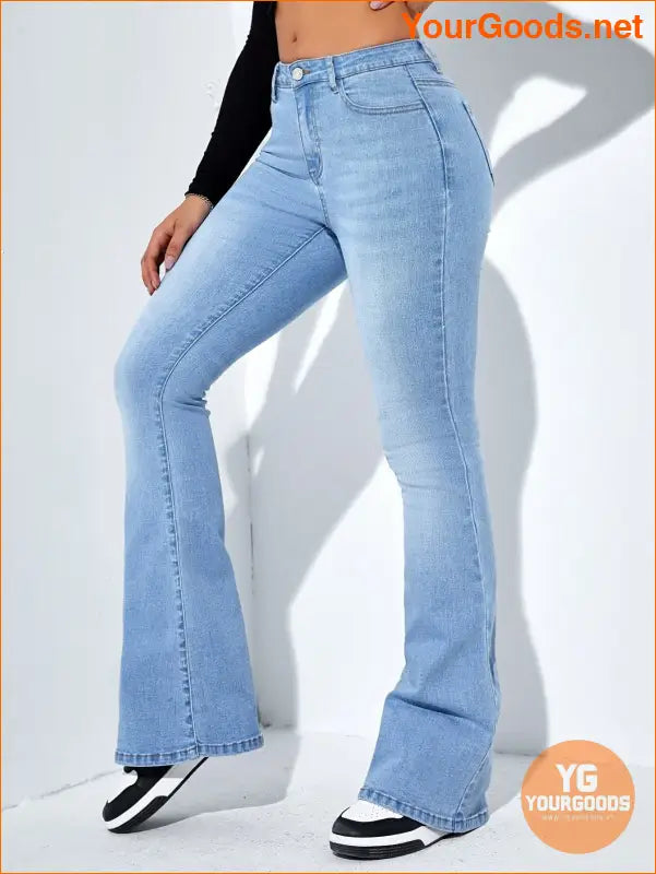 YOURGOODS Flare Leg Slant Pocket High Waist Jeans - YourGoods Online Shop