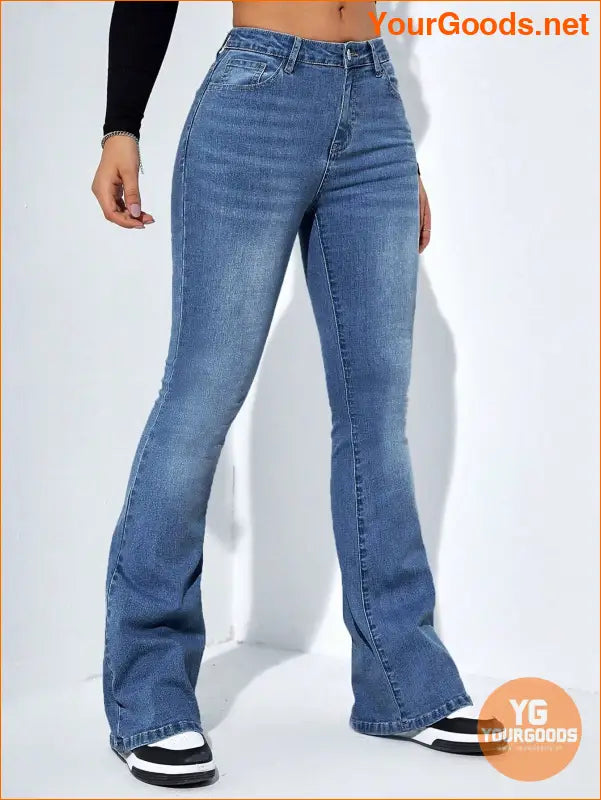 YOURGOODS Flare Leg Slant Pocket High Waist Jeans - YourGoods Online Shop