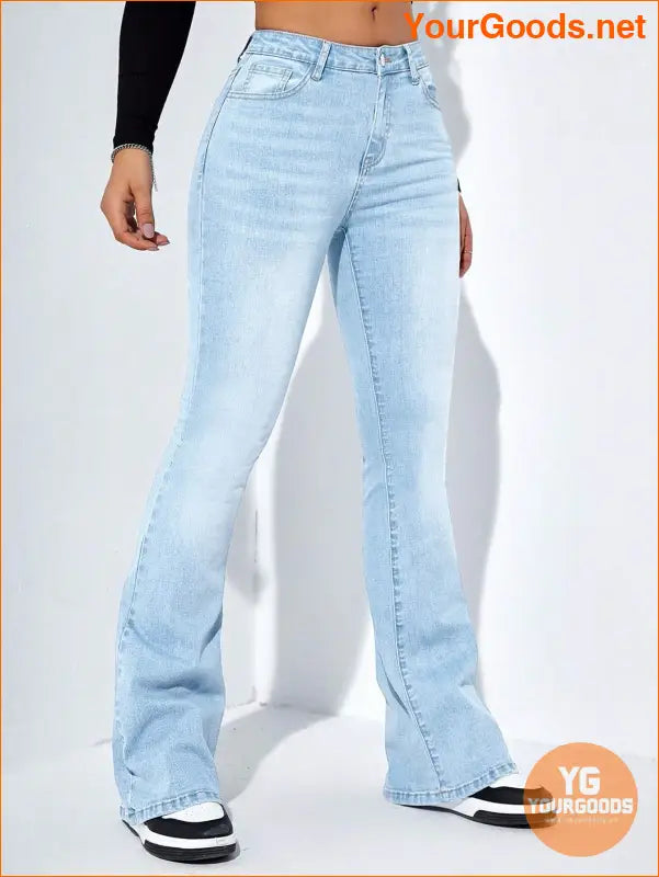 YOURGOODS Flare Leg Slant Pocket High Waist Jeans - YourGoods Online Shop