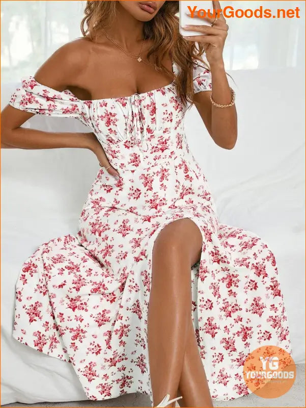 YOURGOODS Floral Knot Split Thigh Milkmaid Dress - YourGoods Online Shop