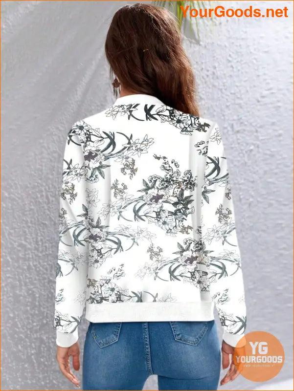 YOURGOODS Floral Print Zip Up Bomber Jacket - YourGoods Online Shop