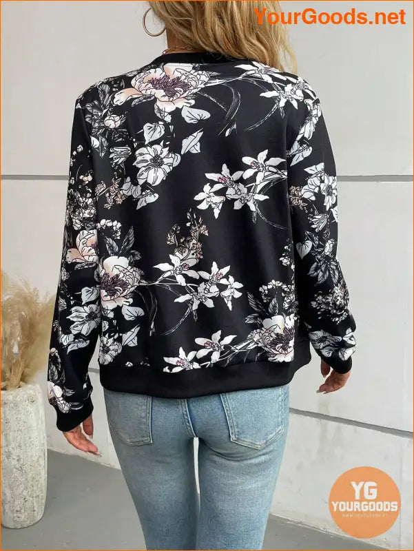 YOURGOODS Floral Print Zip Up Bomber Jacket - YourGoods Online Shop