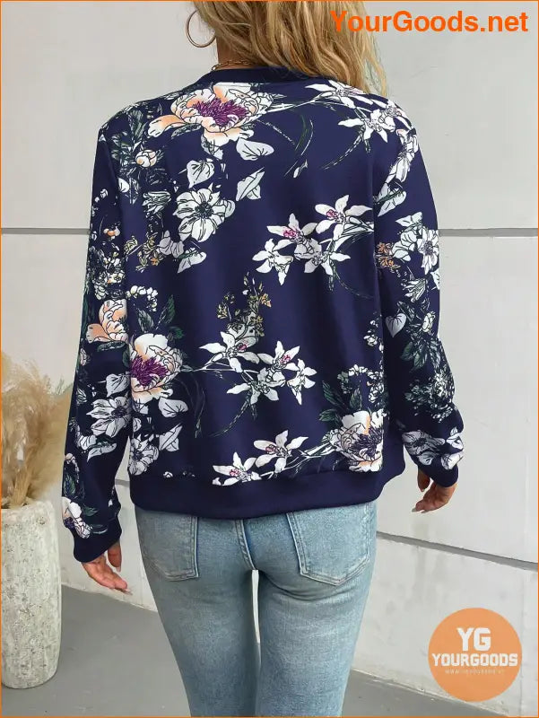 YOURGOODS Floral Print Zip Up Bomber Jacket - YourGoods Online Shop