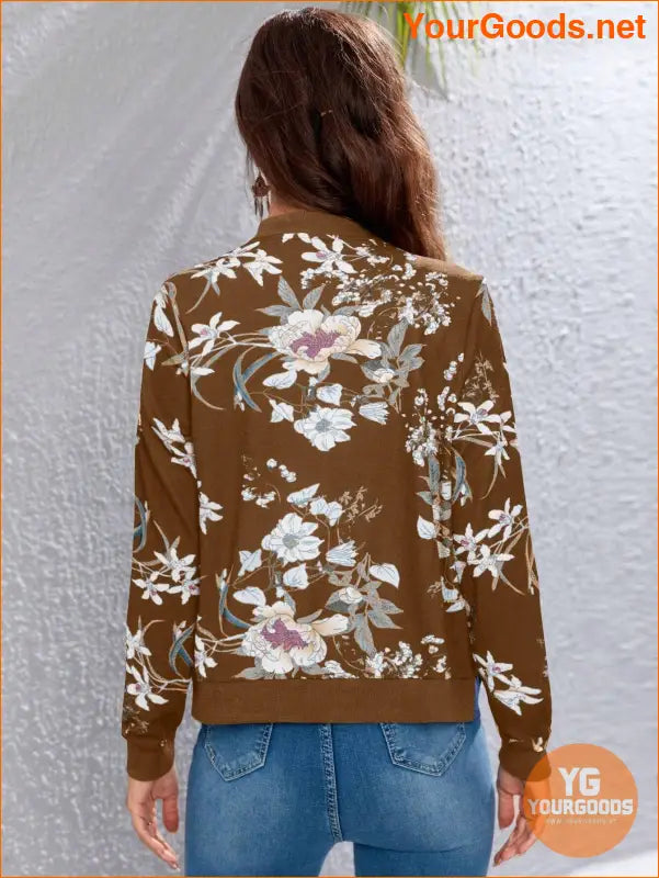 YOURGOODS Floral Print Zip Up Bomber Jacket - YourGoods Online Shop