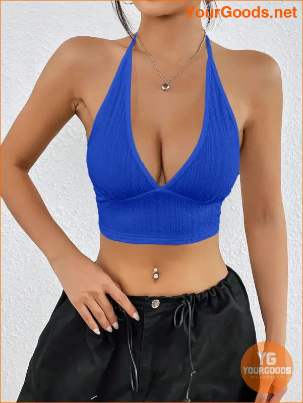 YOURGOODS for SHEIN EZwear Backless Halter Crop Top - YourGoods Online Shop