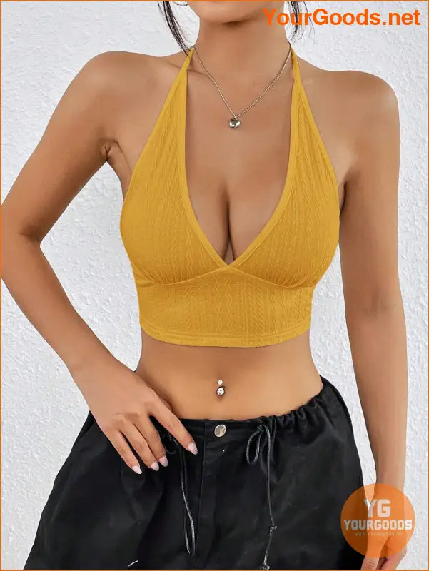 YOURGOODS for SHEIN EZwear Backless Halter Crop Top - YourGoods Online Shop