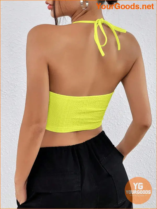 YOURGOODS for SHEIN EZwear Backless Halter Crop Top - YourGoods Online Shop