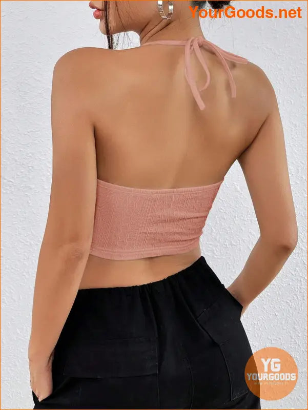 YOURGOODS for SHEIN EZwear Backless Halter Crop Top - YourGoods Online Shop