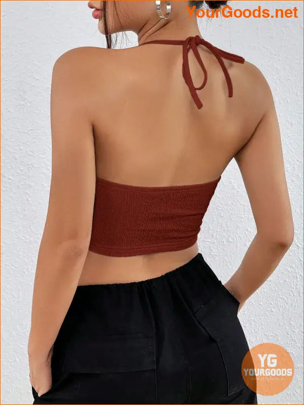 YOURGOODS for SHEIN EZwear Backless Halter Crop Top - YourGoods Online Shop