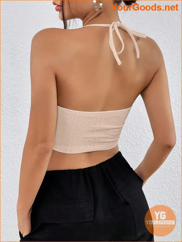 YOURGOODS for SHEIN EZwear Backless Halter Crop Top - YourGoods Online Shop