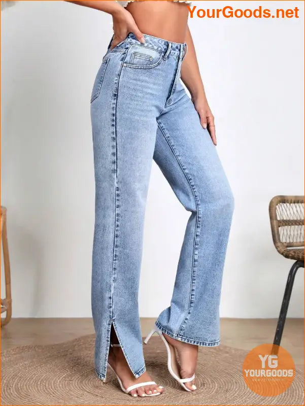 YOURGOODS Frenchy Casual Split Hem Jeans - YourGoods Online Shop