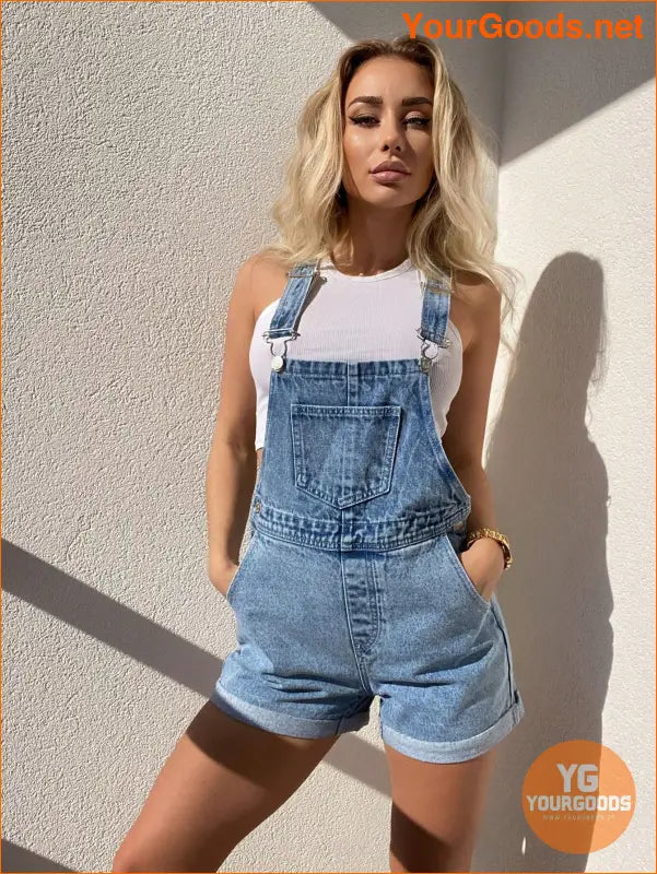 YOURGOODS Frenchy RollUp Hem Denim Overall Romper - YourGoods Online Shop