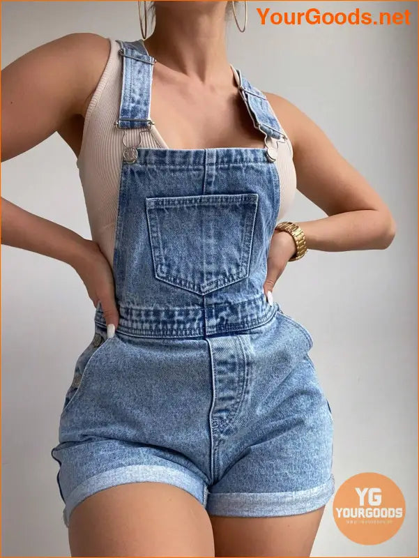 YOURGOODS Frenchy RollUp Hem Denim Overall Romper - YourGoods Online Shop