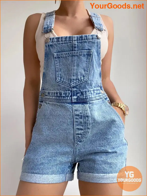 YOURGOODS Frenchy RollUp Hem Denim Overall Romper - YourGoods Online Shop