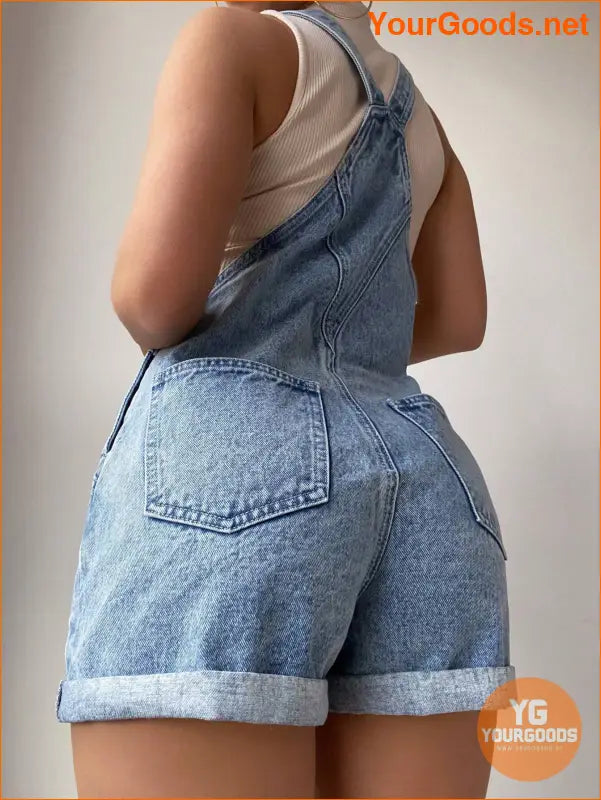 YOURGOODS Frenchy RollUp Hem Denim Overall Romper - YourGoods Online Shop