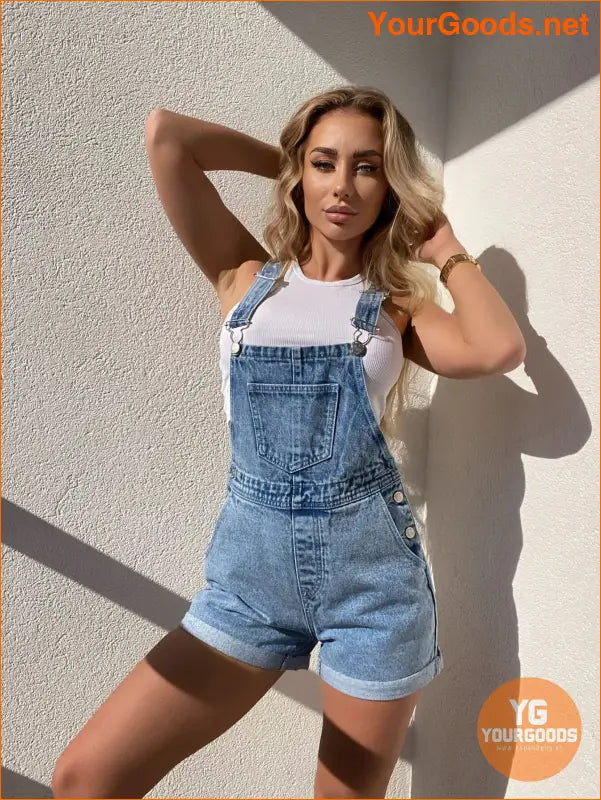 YOURGOODS Frenchy RollUp Hem Denim Overall Romper - YourGoods Online Shop