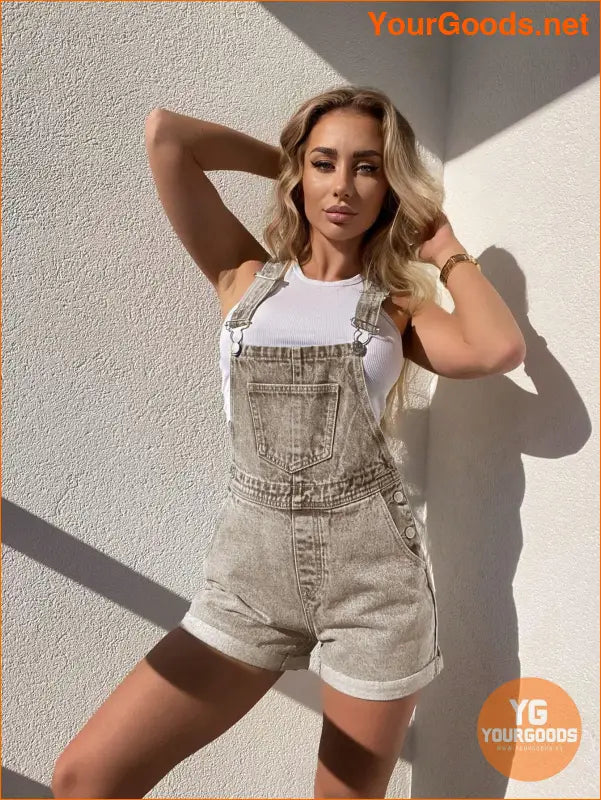 YOURGOODS Frenchy RollUp Hem Denim Overall Romper - YourGoods Online Shop