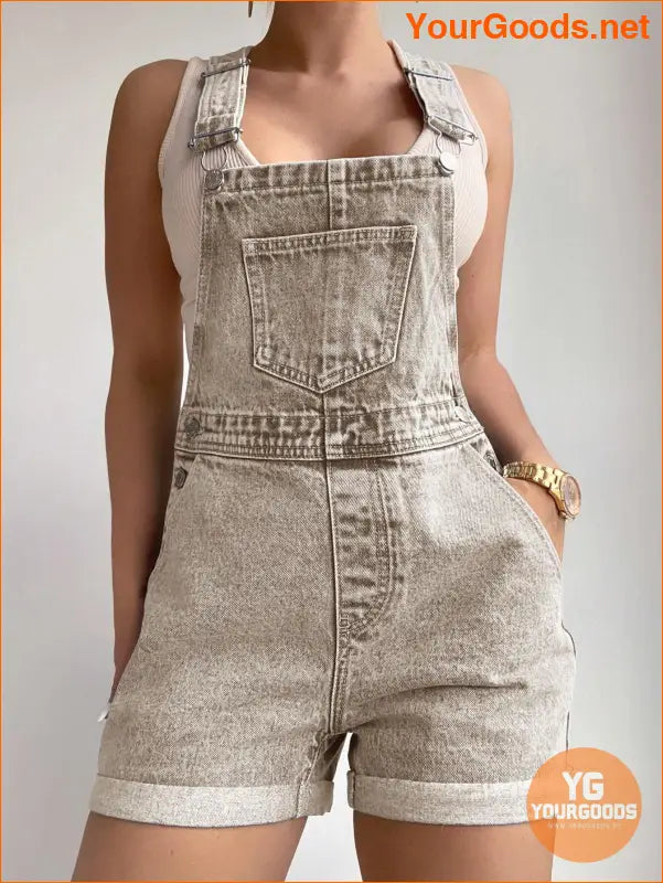 YOURGOODS Frenchy RollUp Hem Denim Overall Romper - YourGoods Online Shop