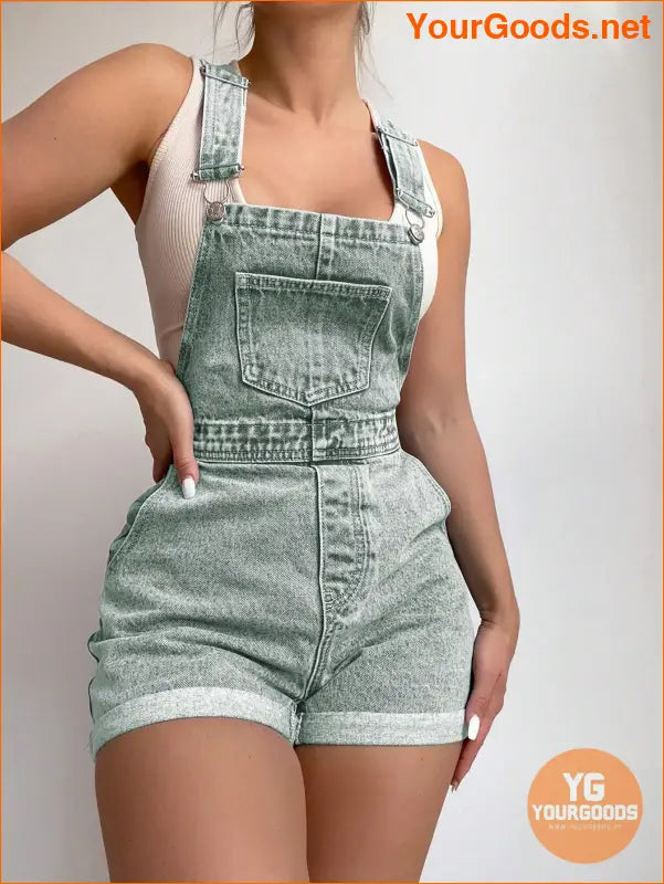 YOURGOODS Frenchy RollUp Hem Denim Overall Romper - YourGoods Online Shop