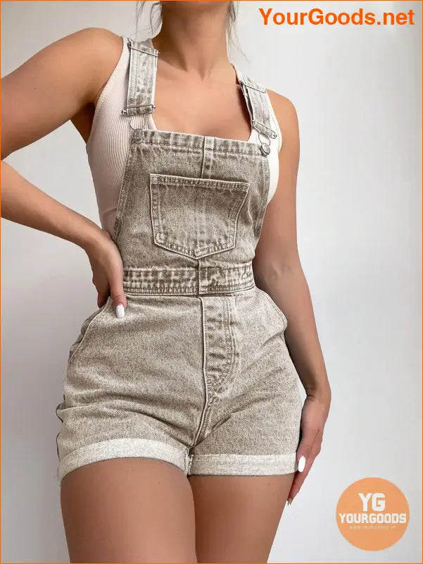 YOURGOODS Frenchy RollUp Hem Denim Overall Romper - YourGoods Online Shop