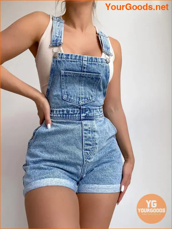 YOURGOODS Frenchy RollUp Hem Denim Overall Romper - YourGoods Online Shop