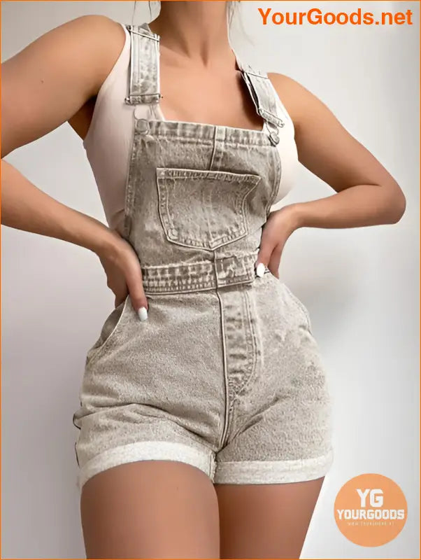 YOURGOODS Frenchy RollUp Hem Denim Overall Romper - YourGoods Online Shop