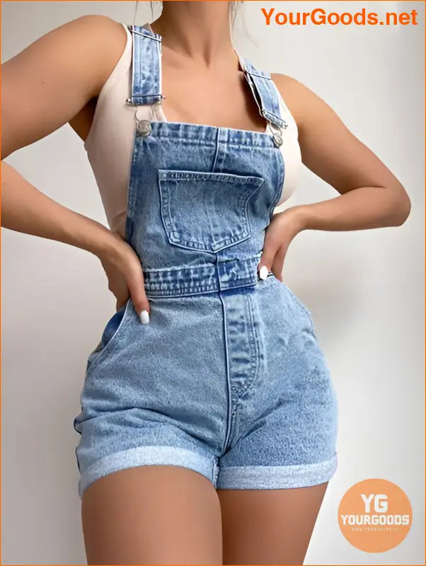 YOURGOODS Frenchy RollUp Hem Denim Overall Romper - YourGoods Online Shop