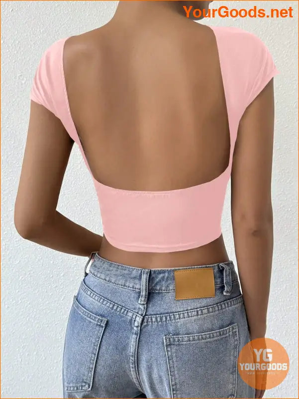 YOURGOODS Frenchy Round Neck Cutout Crop Top - YourGoods Online Shop