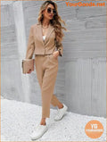 YOURGOODS Frenchy Women Deep Green Short Blazer Jacket And Front Pleated Pocketed Suit Pants Set - YourGoods Online Shop