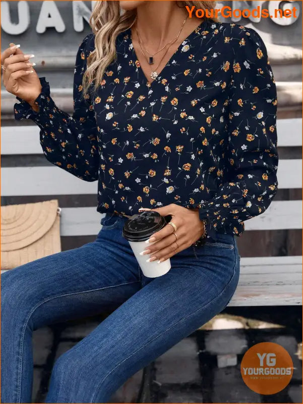 YOURGOODS Frenchy Womens Floral Print Long Sleeve Shirt - YourGoods Online Shop