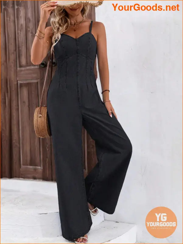 YOURGOODS Frenchy Womens Wide Leg Denim Jumpsuit - YourGoods Online Shop