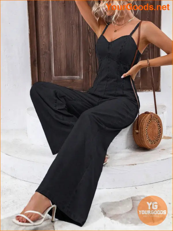 YOURGOODS Frenchy Womens Wide Leg Denim Jumpsuit - YourGoods Online Shop