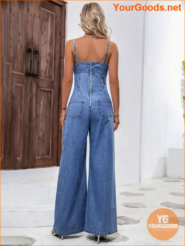 YOURGOODS Frenchy Womens Wide Leg Denim Jumpsuit - YourGoods Online Shop